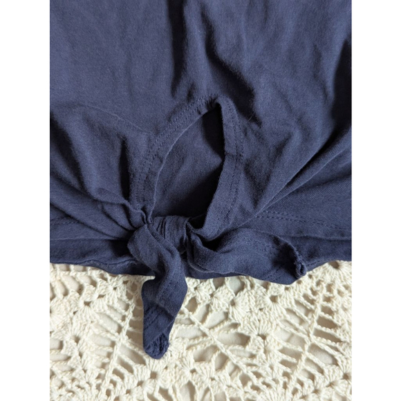🌈NAUTICA | Navy Short Puff Sleeve Tie-Front Tee M - Picture 9 of 11